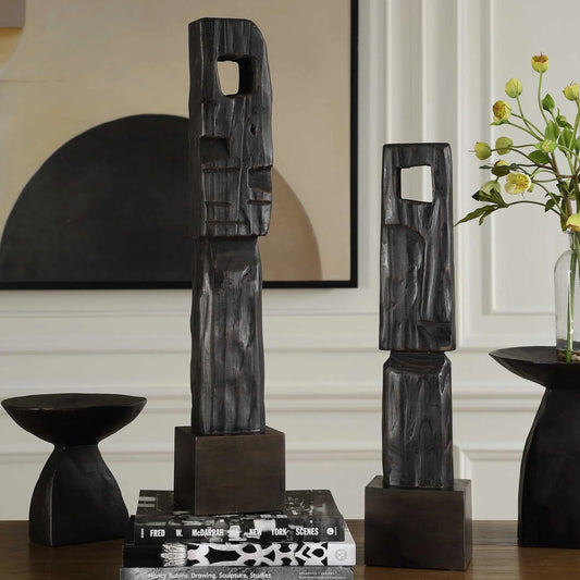 Cipher Totems by Uttermost in black, brown. Made from fir, mdf in a unique style.