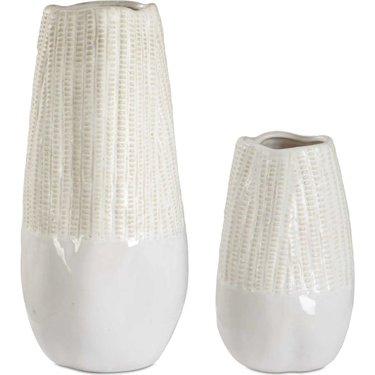 Echo Ridge Vases by Uttermost in white. Made from ceramic in a unique style.