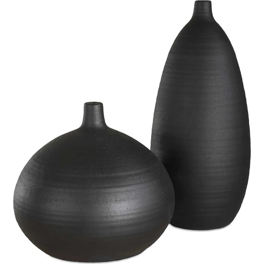 Bower Vases by Uttermost in black. Made from porcelain in a unique style.