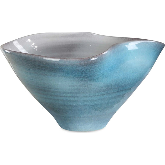 Crest Ceramic Bowl by Uttermost in blue, gray, white. Made from porcelain in a unique style.