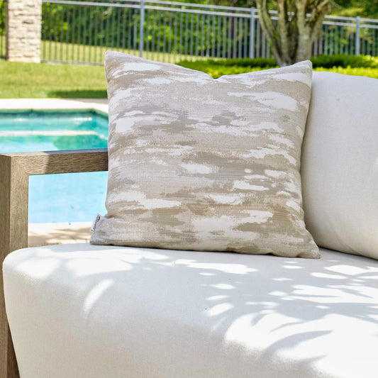 Abstract Waves Outdoor Pillow by Uttermost in putty, cream. Made from acrylic, polyester in a unique style.