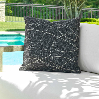 Loopy Loop Outdoor Onyx Pillow by Uttermost in onyx black. Made from acrylic, polyester in a modern style.