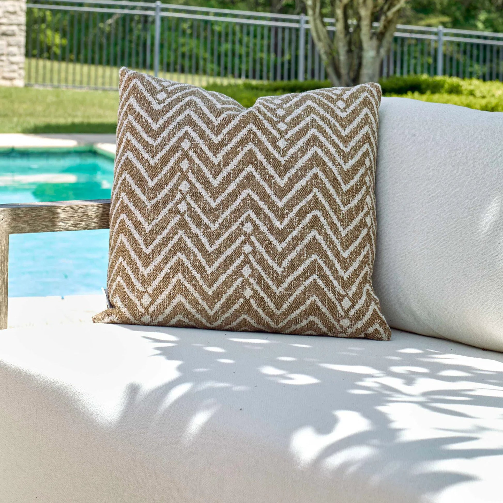 Argo Toffee Outdoor Pillow by Uttermost in toffee. Made from acrylic, polyester in a unique style.