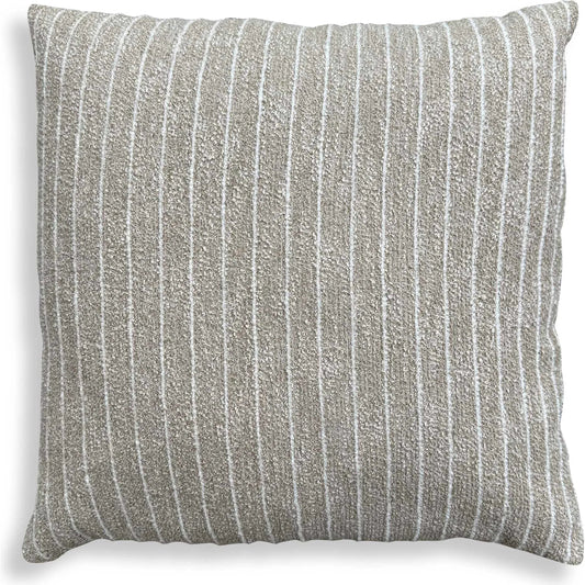 Involve Outdoor Striped Pillow by Uttermost in putty boucle. Made from polyester, acrylic, recy poly in a unique style.