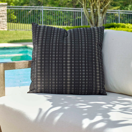 Esti Onyx Outdoor Pillow by Uttermost in gray. Made from acrylic, polyester in a unique style.