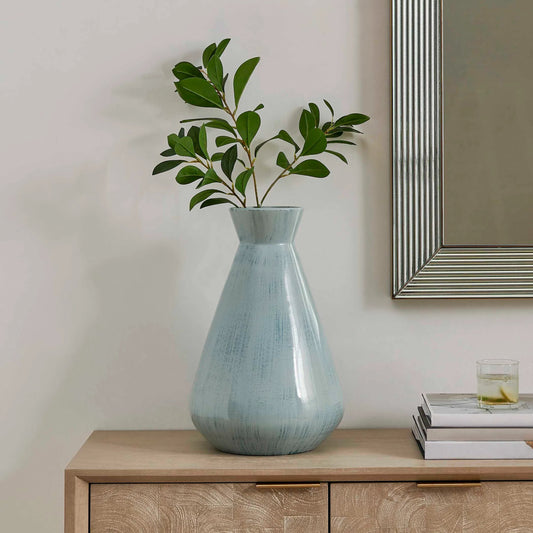 Flare Spire Indoor-Outdoor Ceramic Vase by Uttermost in blue. Made from ceramic in a unique style.