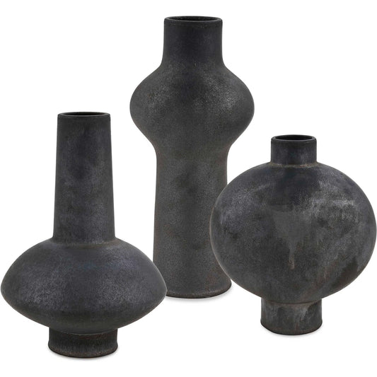 Bloom Indoor-Outdoor Vases by Uttermost in black, gray. Made from ceramic in a unique style.