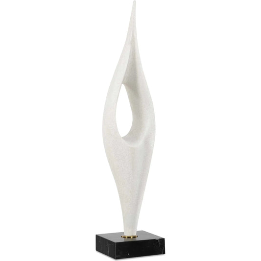 Fluid Drop Sculpture by Uttermost in black, white and brass. Made from marble, white rice stone, iron in a unique style.