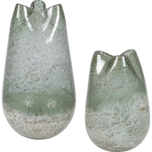 Chianti Seeded Glass Vases by Uttermost in blue, green. Made from glass in a unique style.