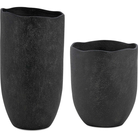 Komorebi Indoor-Outdoor Vases by Uttermost in black. Made from earthenware in a unique style.