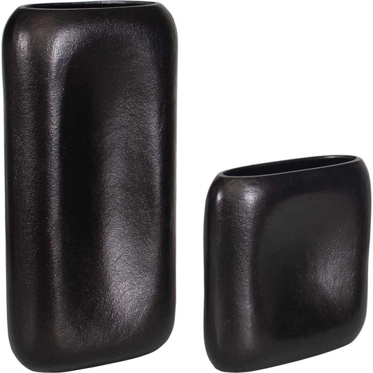 Anodic Vases by Uttermost in dark brown. Made from aluminium, mdf in a unique style.