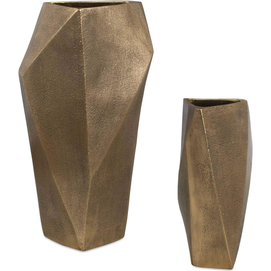 Geoform Indoor-Outdoor Vases by Uttermost in brass. Made from aluminium in a unique style.