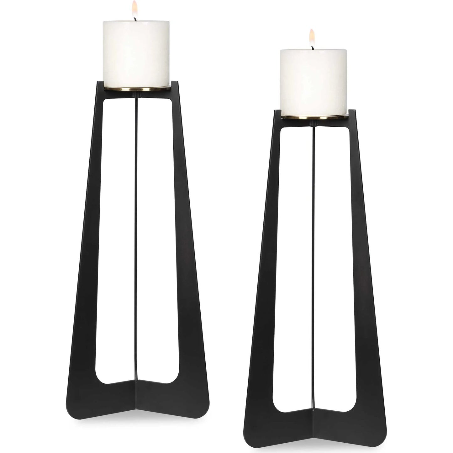 001 SI-2526168 | Primary Silo | Columnar Candleholders by Uttermost in black, brass. Made from iron in a unique style.