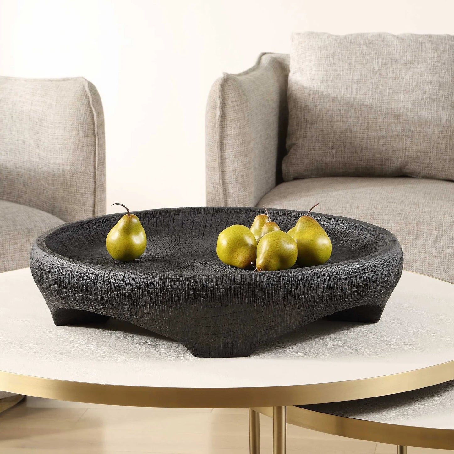 004 SI-2526177 | Lifestyle | Resonance Indoor-Outdoor Resin Bowl by Uttermost in black. Made from resin in a unique style.