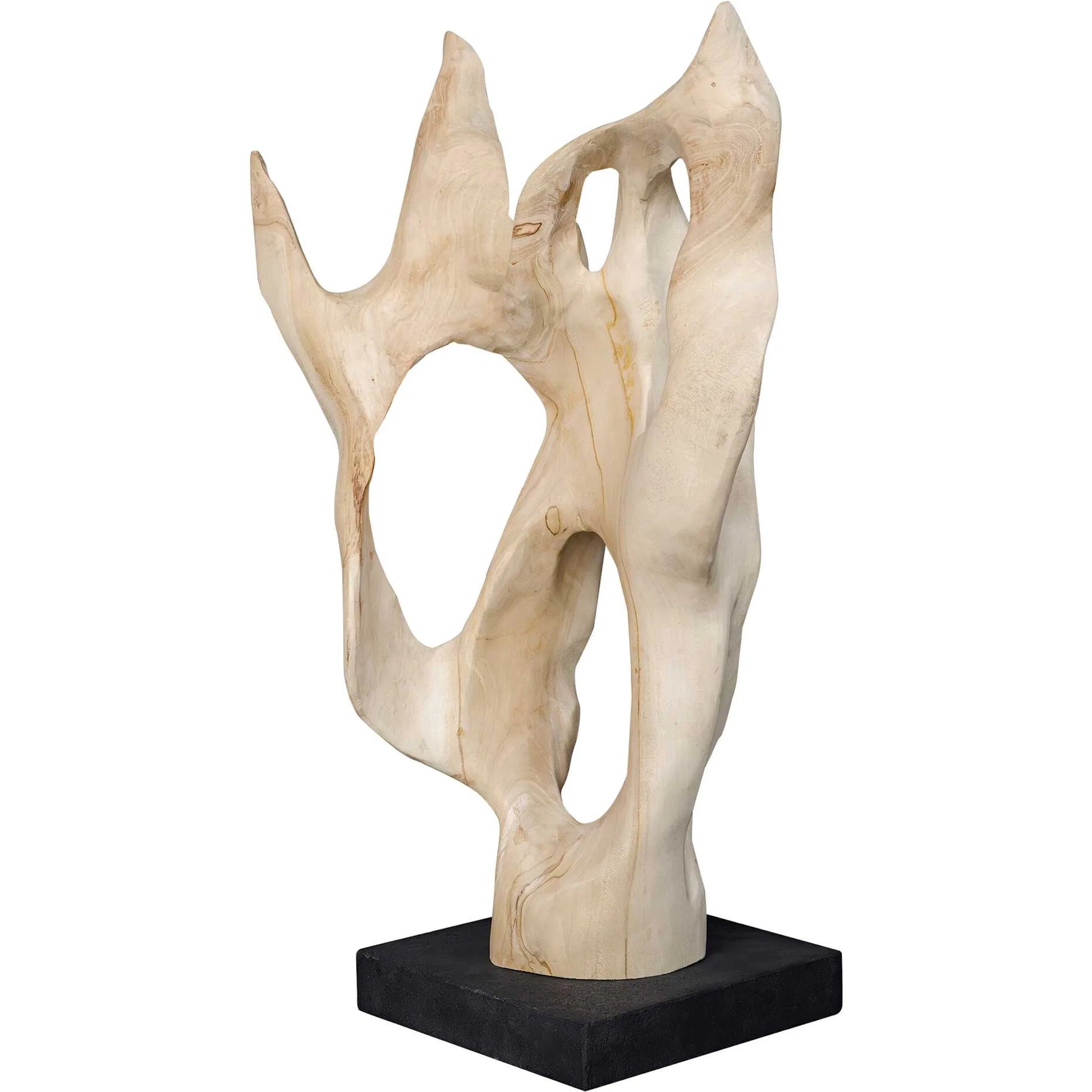 Hollow Form Indoor/Outdoor Sculpture by Uttermost in woodtone and teak. Made from teak wood, lava stone in a unique style.