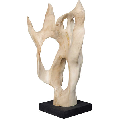 Hollow Form Indoor/Outdoor Sculpture by Uttermost in woodtone and teak. Made from teak wood, lava stone in a unique style.