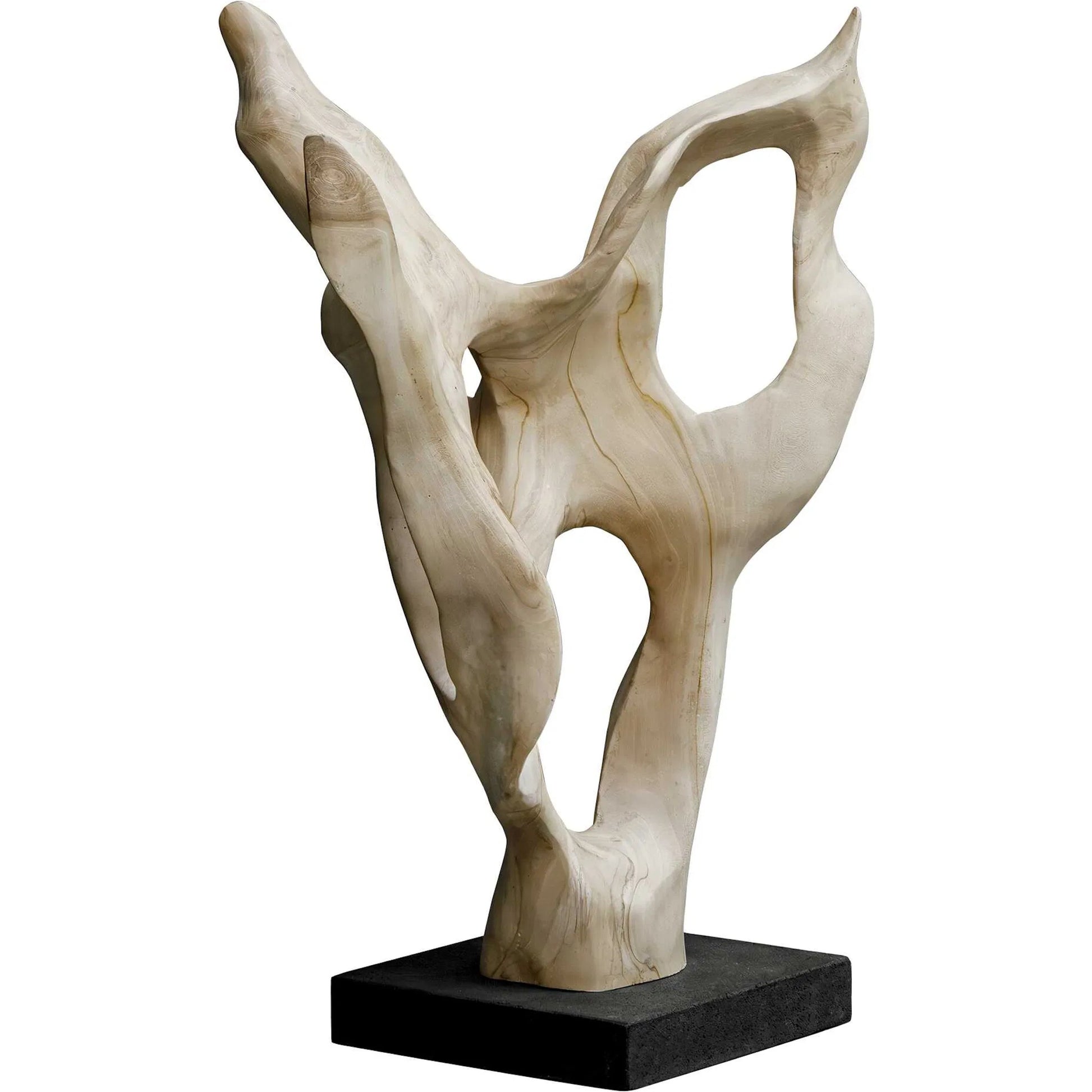 Hollow Form Indoor/Outdoor Sculpture by Uttermost in woodtone and teak. Made from teak wood, lava stone in a unique style.