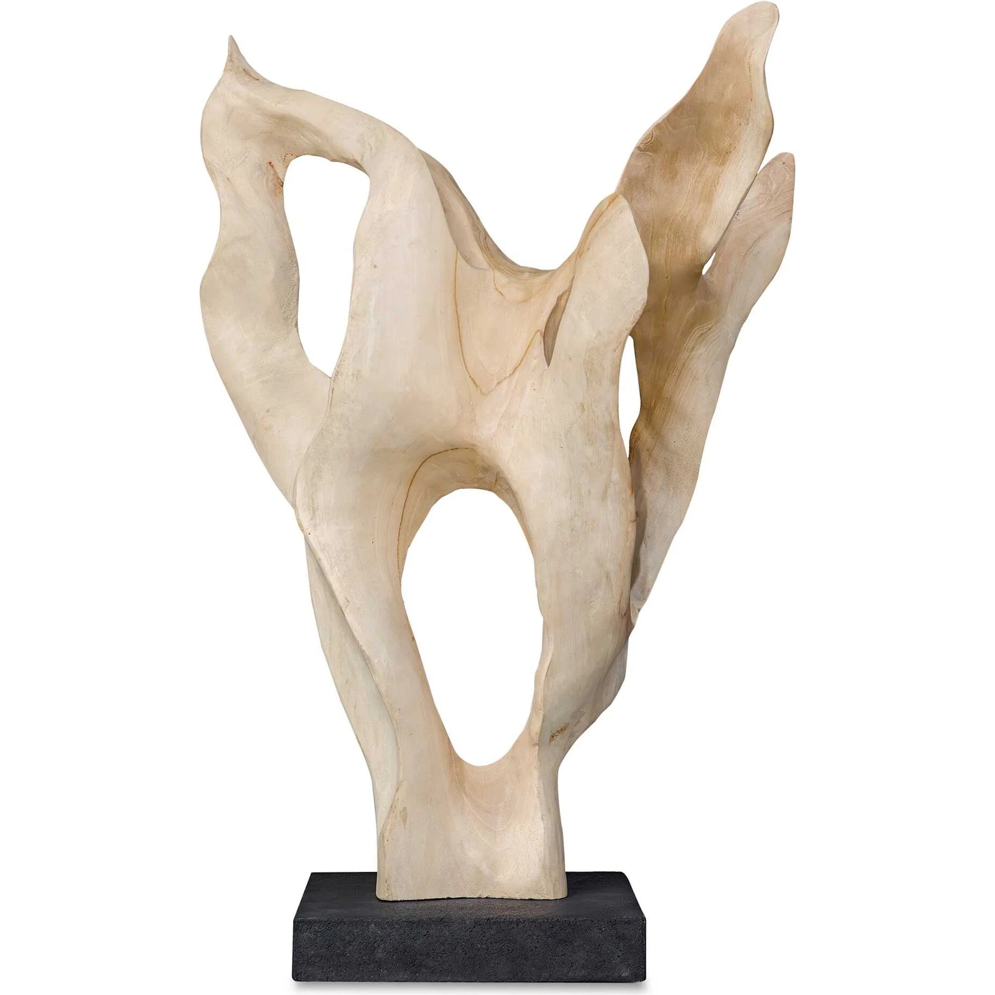 Hollow Form Indoor/Outdoor Sculpture by Uttermost in woodtone and teak. Made from teak wood, lava stone in a unique style.