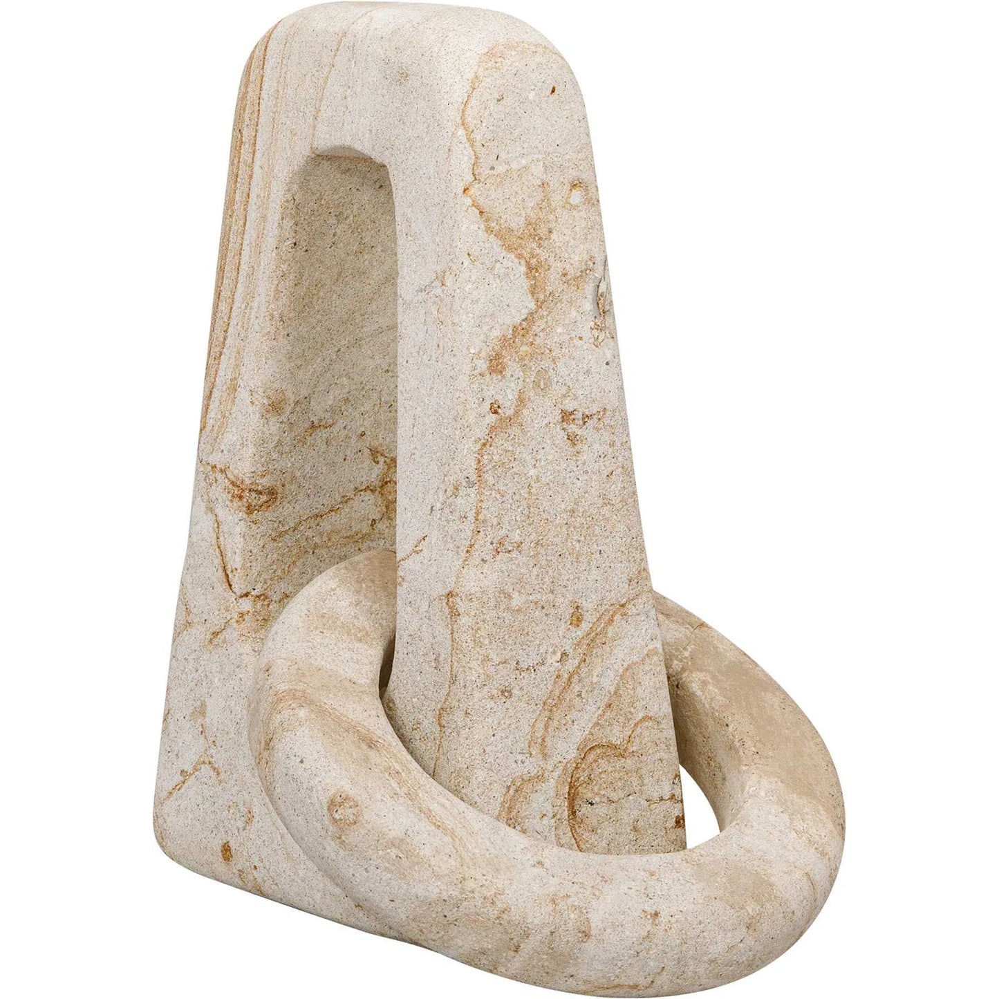 004 SI-2630583 | Unknown | Continuum Indoor/Outdoor Sculpture by Uttermost in brown, white and stone. Made from lime stone in a unique style.