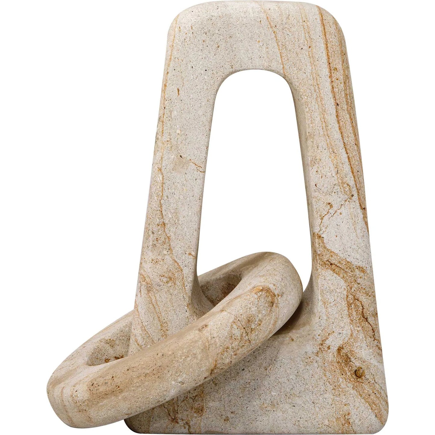 002 SI-2630583 | Closeup | Continuum Indoor/Outdoor Sculpture by Uttermost in brown, white and stone. Made from lime stone in a unique style.