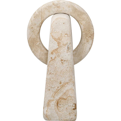 Continuum Indoor/Outdoor Sculpture by Uttermost in brown, white and stone. Made from lime stone in a unique style.