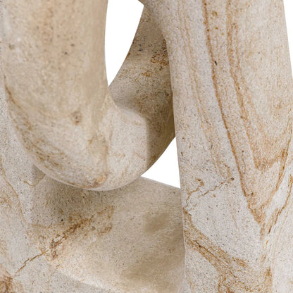Continuum Indoor/Outdoor Sculpture by Uttermost in brown, white and stone. Made from lime stone in a unique style.