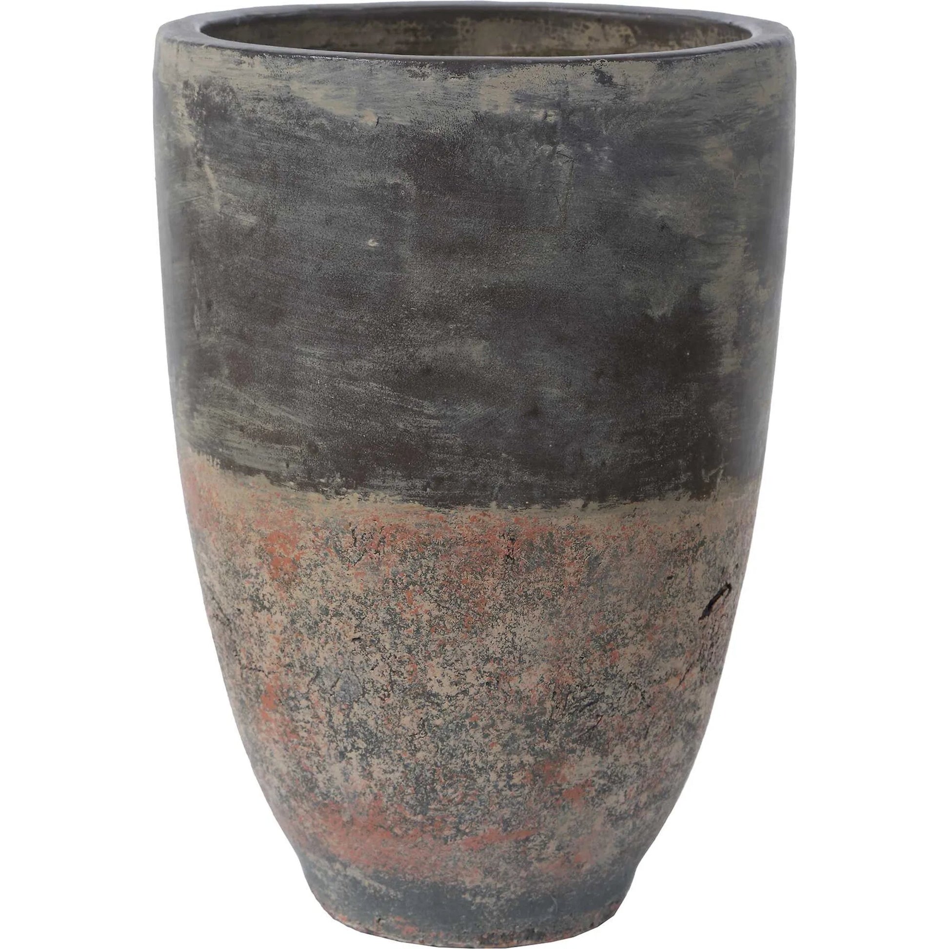 Emberwash Planters by Uttermost in black, brown and charcoal. Made from pottery in a unique style.