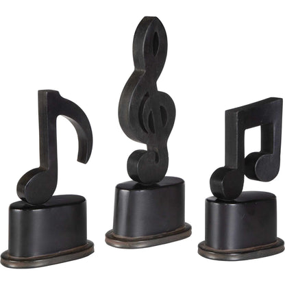 Music Notes Metal Figurines (Set of 3) by Uttermost in metal. Made from metal, mdf in a modern style.
