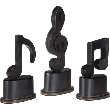 Music Notes Metal Figurines (Set of 3) by Uttermost in metal. Made from metal, mdf in a modern style.