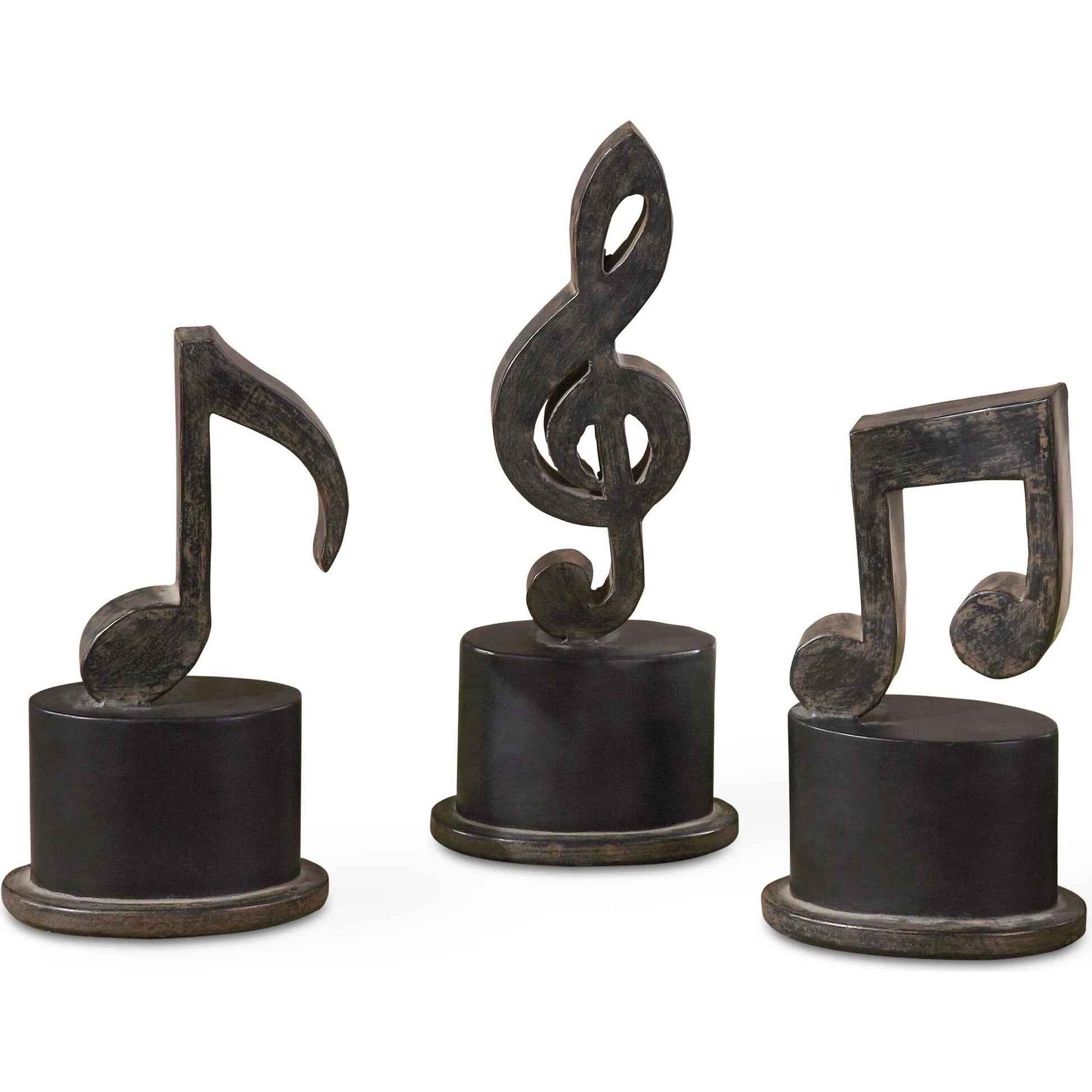 Music Notes Metal Figurines (Set of 3) by Uttermost in metal. Made from metal, mdf in a modern style.