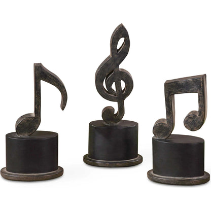 Music Notes Metal Figurines (Set of 3) by Uttermost in metal. Made from metal, mdf in a modern style.