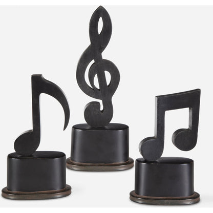 Music Notes Metal Figurines (Set of 3) by Uttermost in metal. Made from metal, mdf in a modern style.