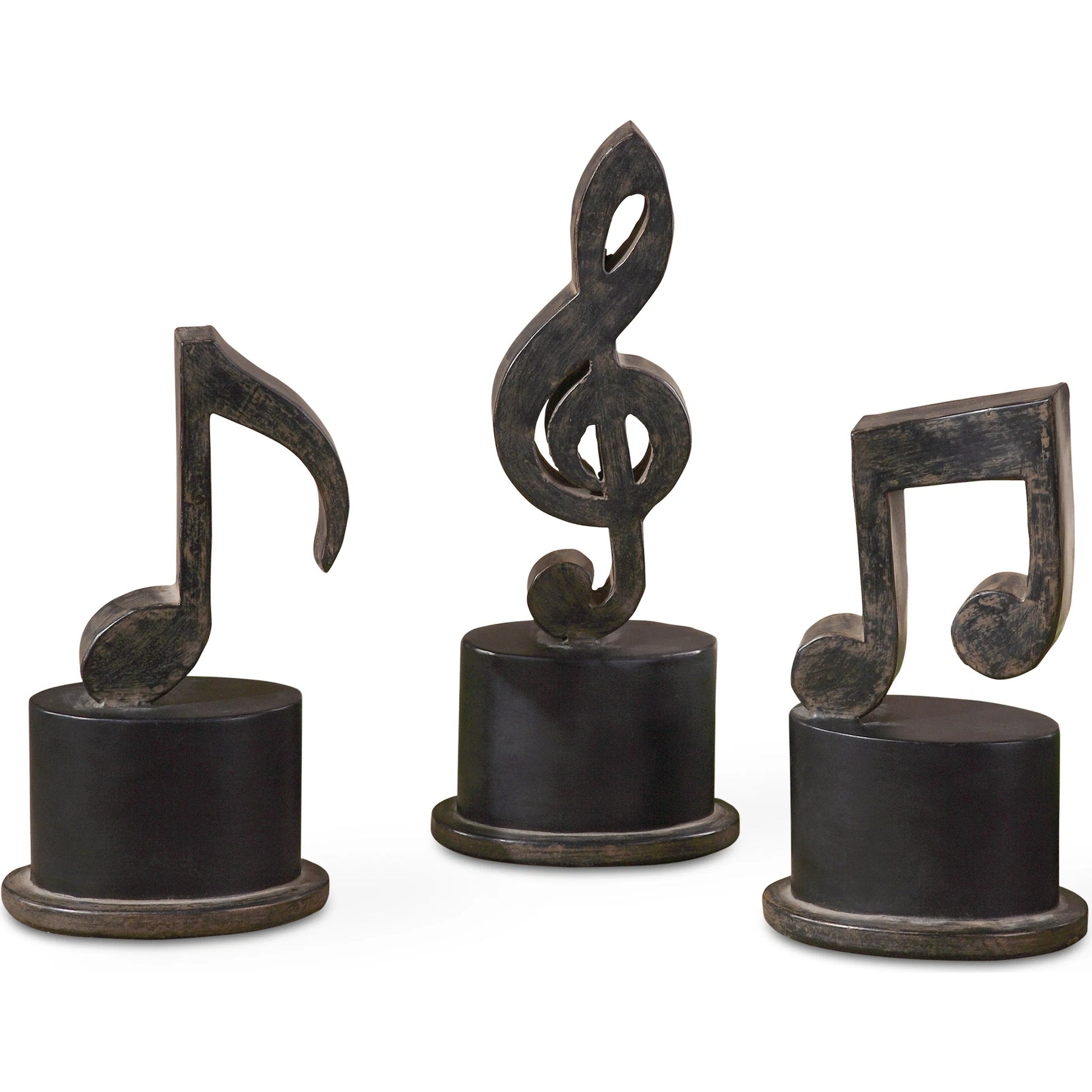 Music Notes Metal Figurines (Set of 3) by Uttermost in metal. Made from metal, mdf in a modern style.