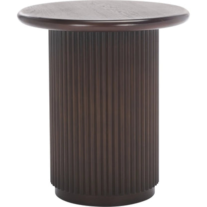 Pend Round Accent Table by HedgeApple Essentials in dark brown. Made from mdf with ash veneer in a traditional style.