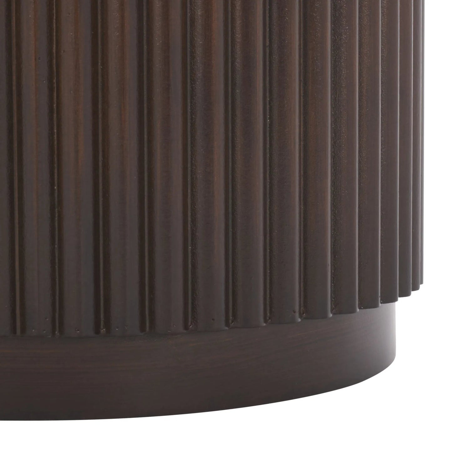 004 SI-2372615 | Closeup | Pend Round Accent Table by HedgeApple Essentials in dark brown. Made from mdf with ash veneer in a traditional style.
