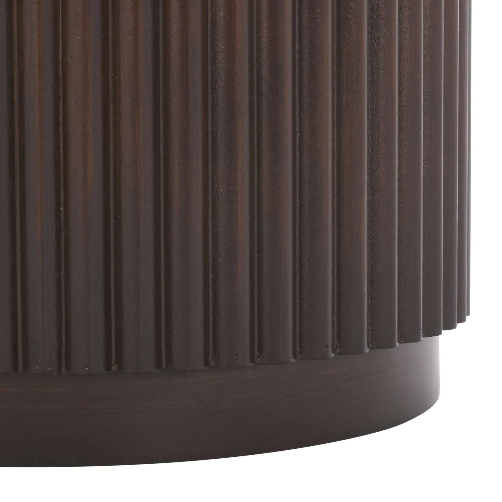 Pend Round Accent Table by HedgeApple Essentials in dark brown. Made from mdf with ash veneer in a traditional style.