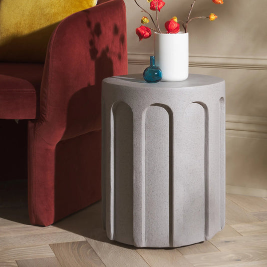 Tinian Accent Table by HedgeApple Essentials. Made from magnesium oxide in a unique style.