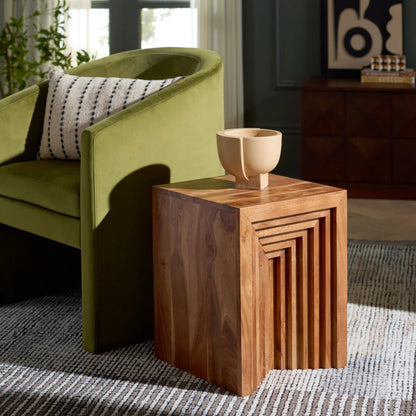 Kearney Accent Table by HedgeApple Essentials in walnut. Made from acacia wood in a transitional style.