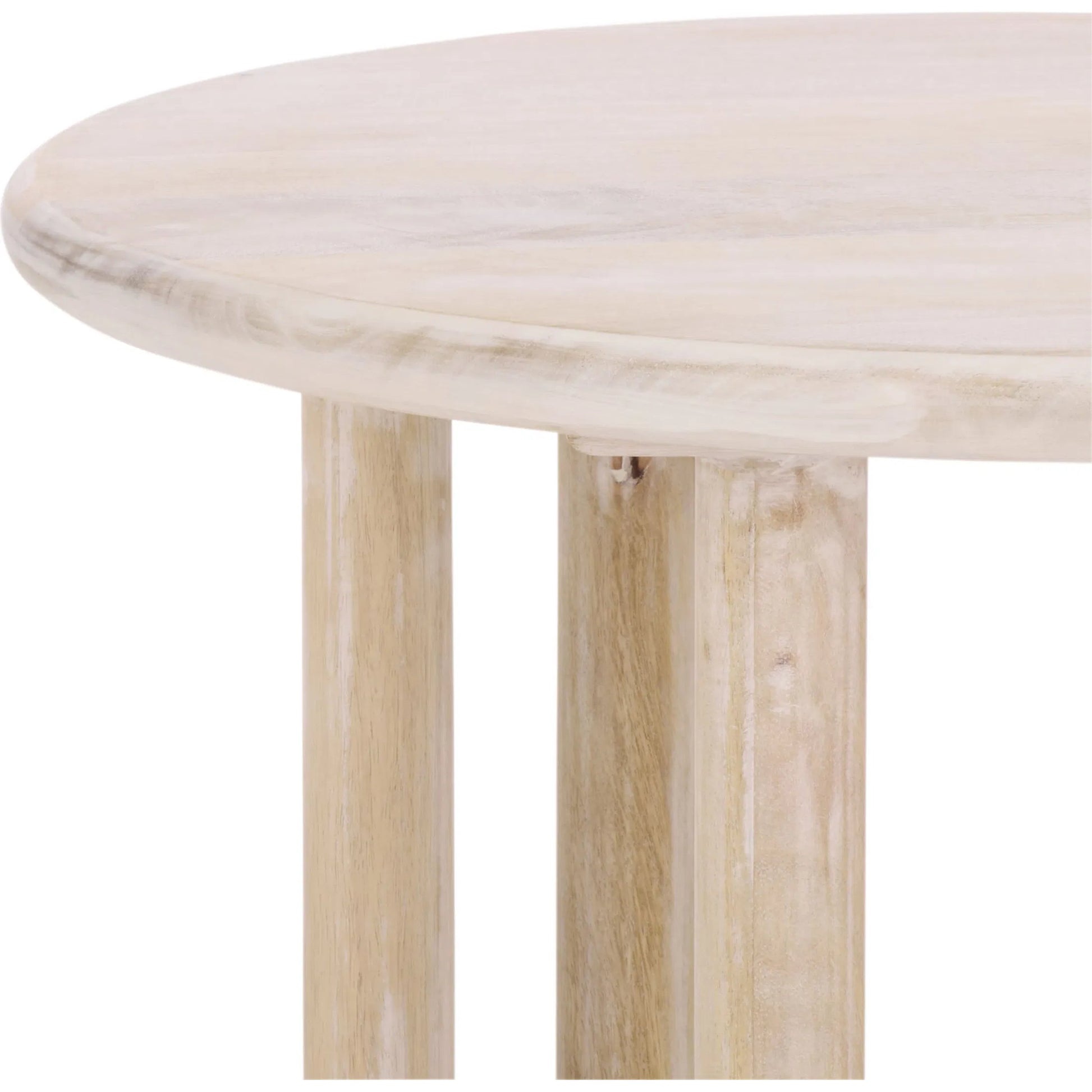 Grant Round Accent Table by HedgeApple Essentials in natural wash. Made from mango wood in a transitional style.
