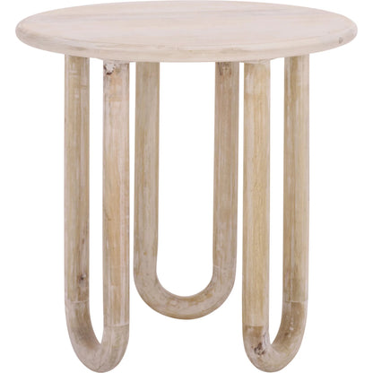 Grant Round Accent Table by HedgeApple Essentials in natural wash. Made from mango wood in a transitional style.