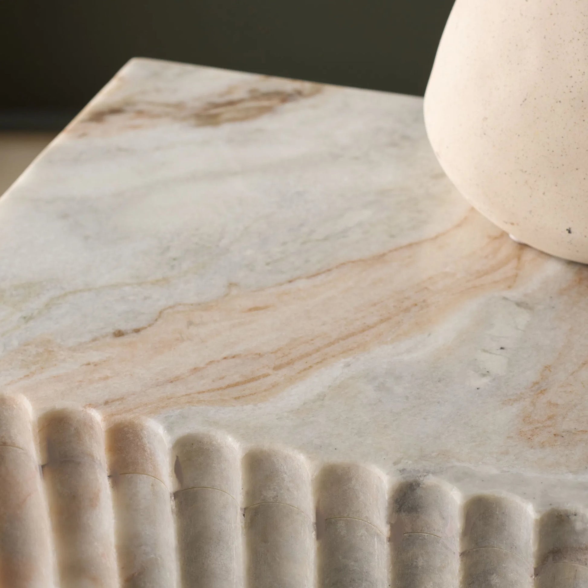 Alexandria Side Table by HedgeApple Essentials in brown, gray. Made from marble in a modern style.