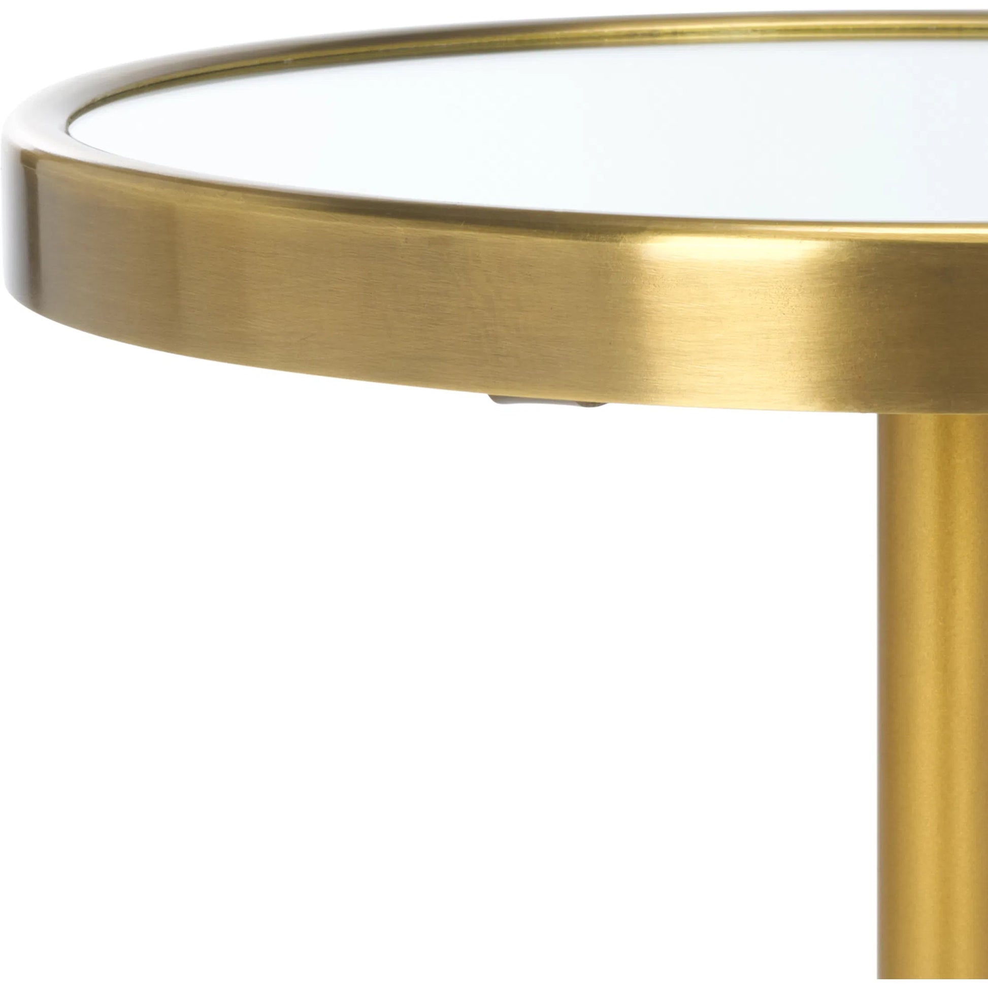 Hawkins Side Table by HedgeApple Essentials in gold, mirror. Made from iron, glass in a modern style.
