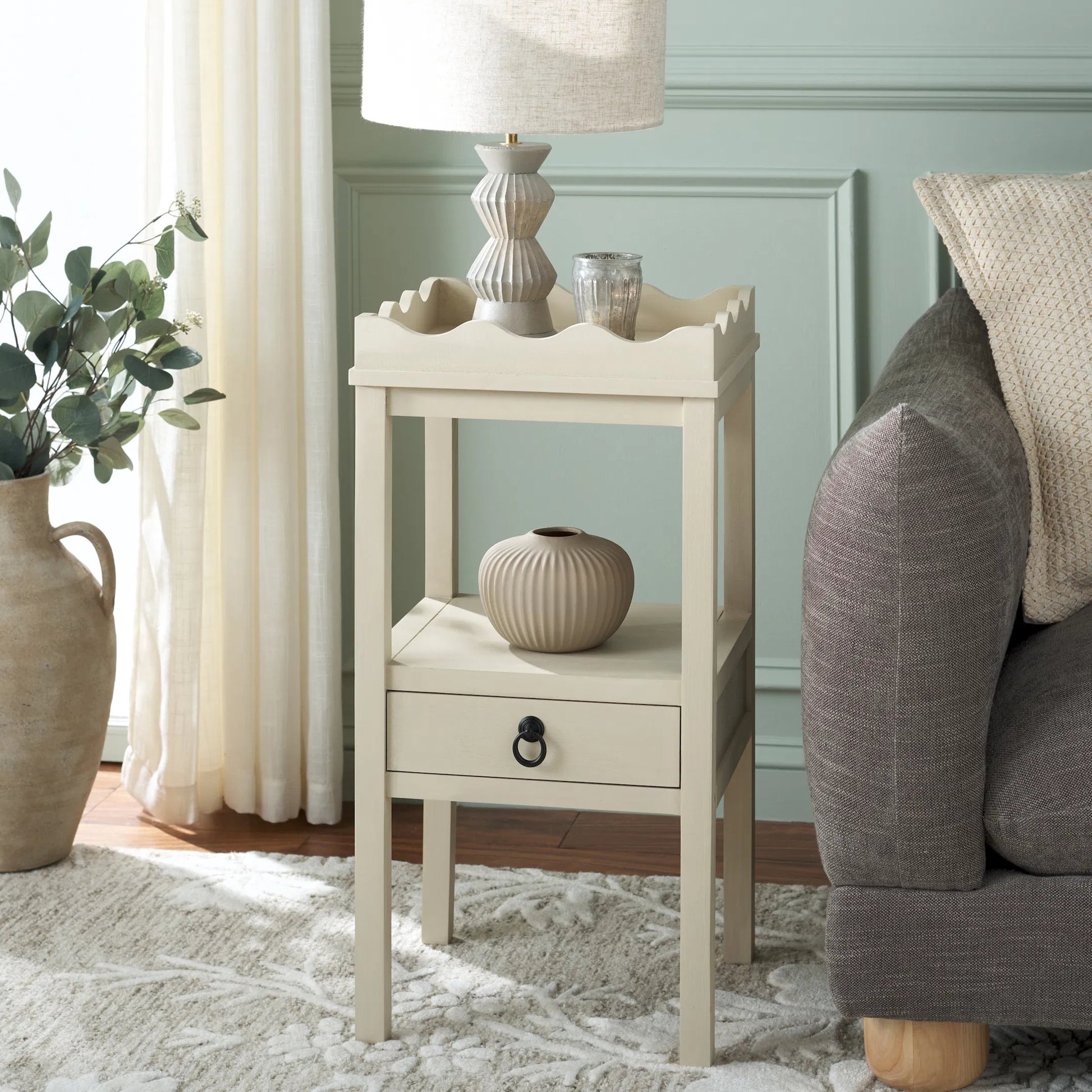 Grove One Drawer Accent Table by HedgeApple Essentials. Made from pine wood, mdf, zinc alloy in a unique style.
