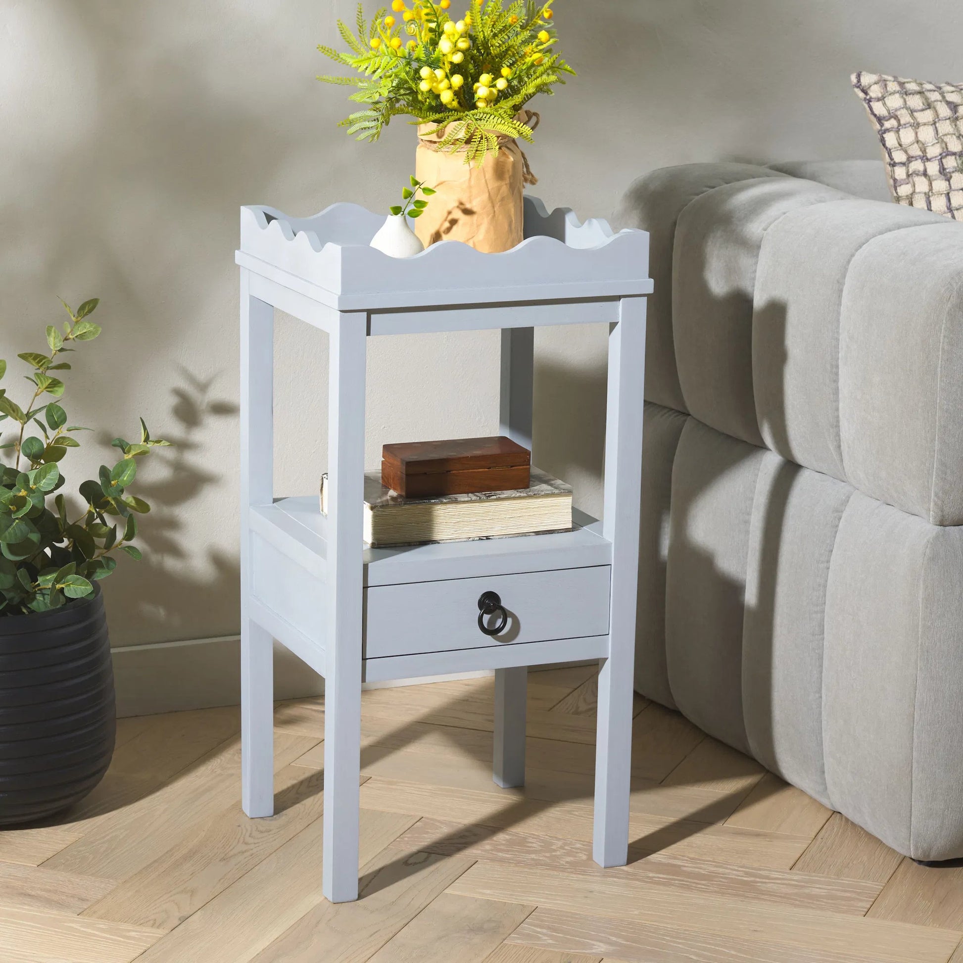 Grove One Drawer Accent Table by HedgeApple Essentials. Made from pine wood, mdf, zinc alloy in a unique style.