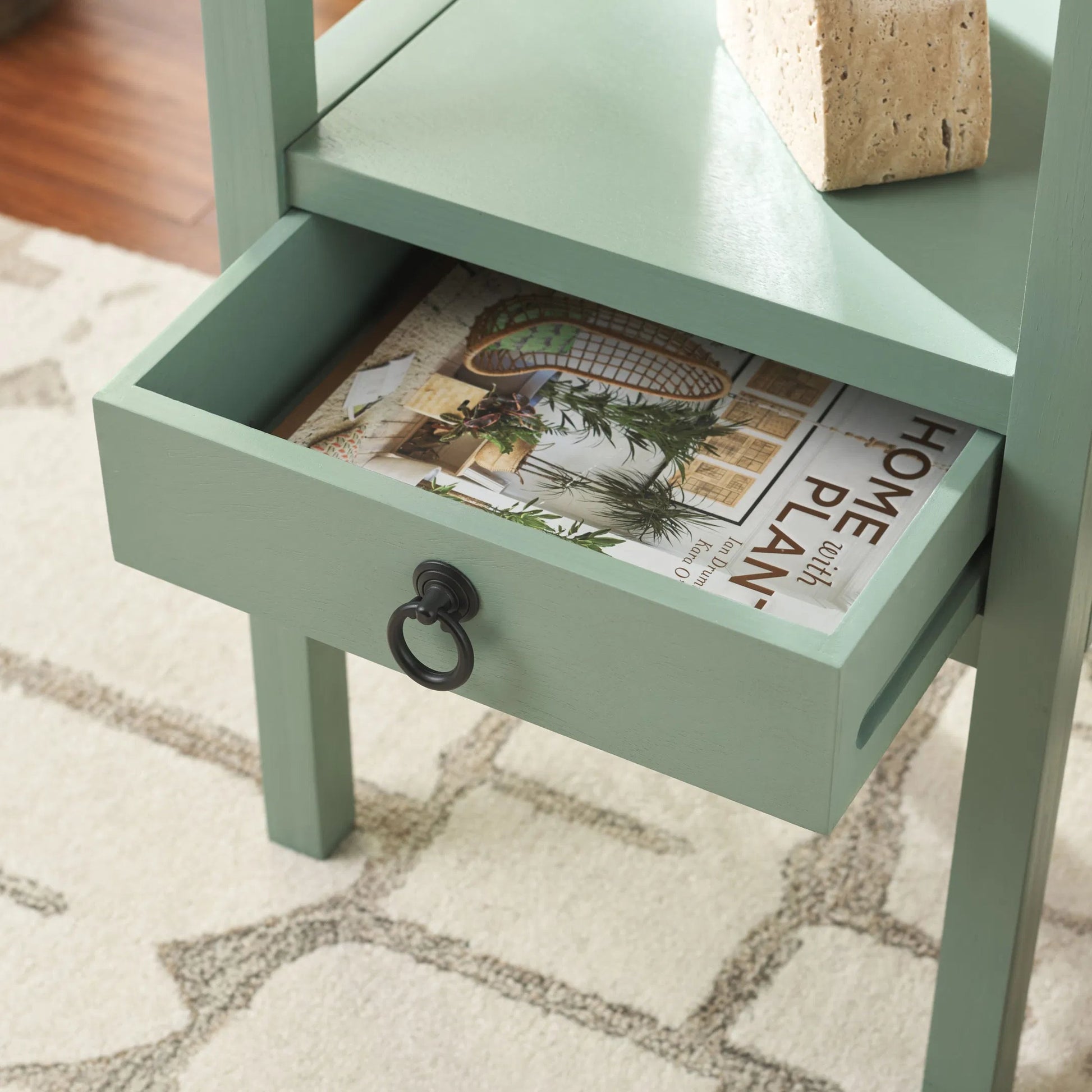 Grove One Drawer Accent Table by HedgeApple Essentials. Made from pine wood, mdf, zinc alloy in a unique style.