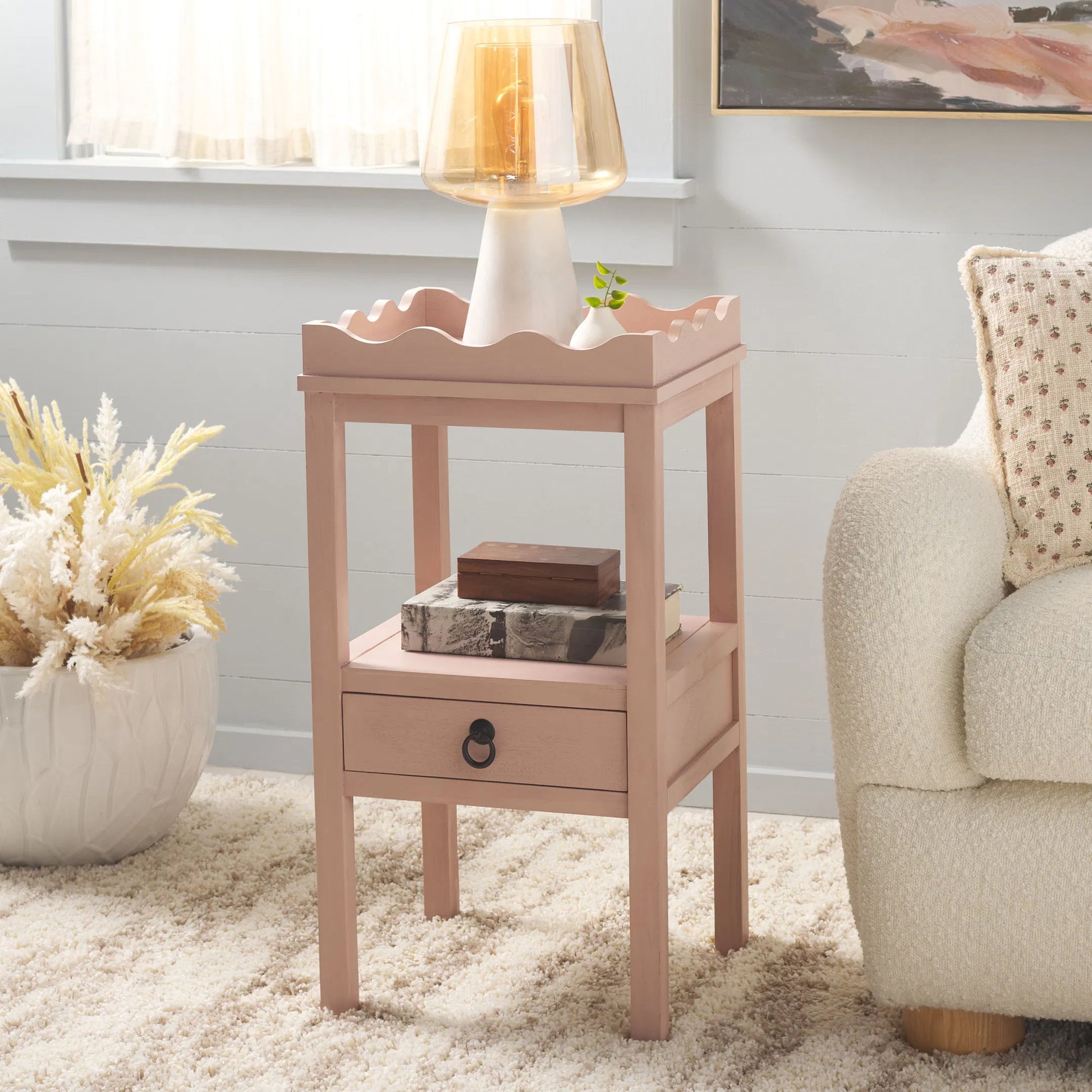 Grove One Drawer Accent Table by HedgeApple Essentials. Made from pine wood, mdf, zinc alloy in a unique style.