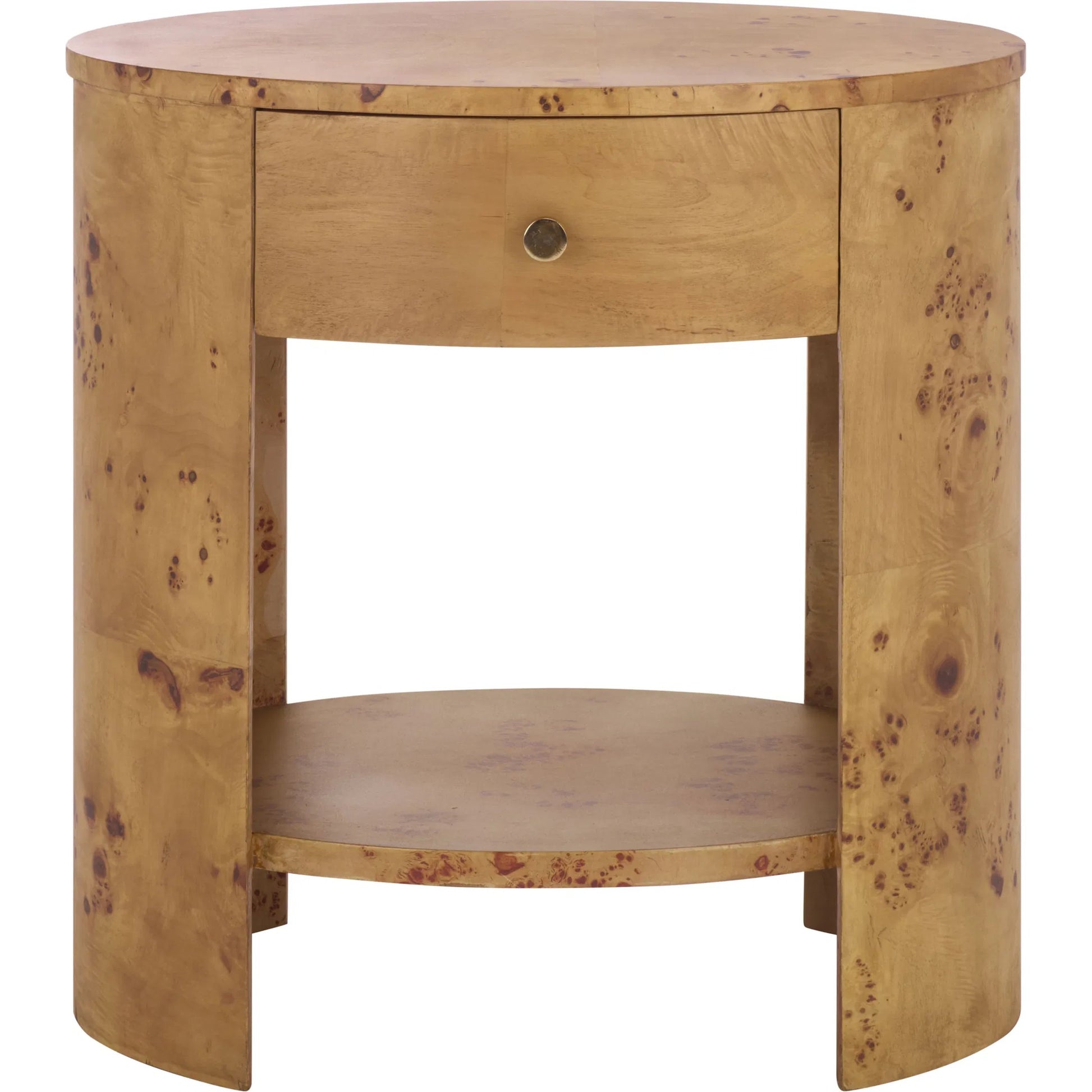 Bailey 1 Drawer 1 Shelf Accent Table by HedgeApple Essentials in natural. Made from wood, mdf, veneer, burlwood in a transitional style.