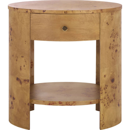 Bailey 1 Drawer 1 Shelf Accent Table by HedgeApple Essentials in natural. Made from wood, mdf, veneer, burlwood in a transitional style.