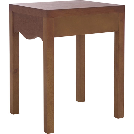Utuado 1 Drawer Accent Table by HedgeApple Essentials in dark oak. Made from bayur wood, mdf, veneer in a transitional style.