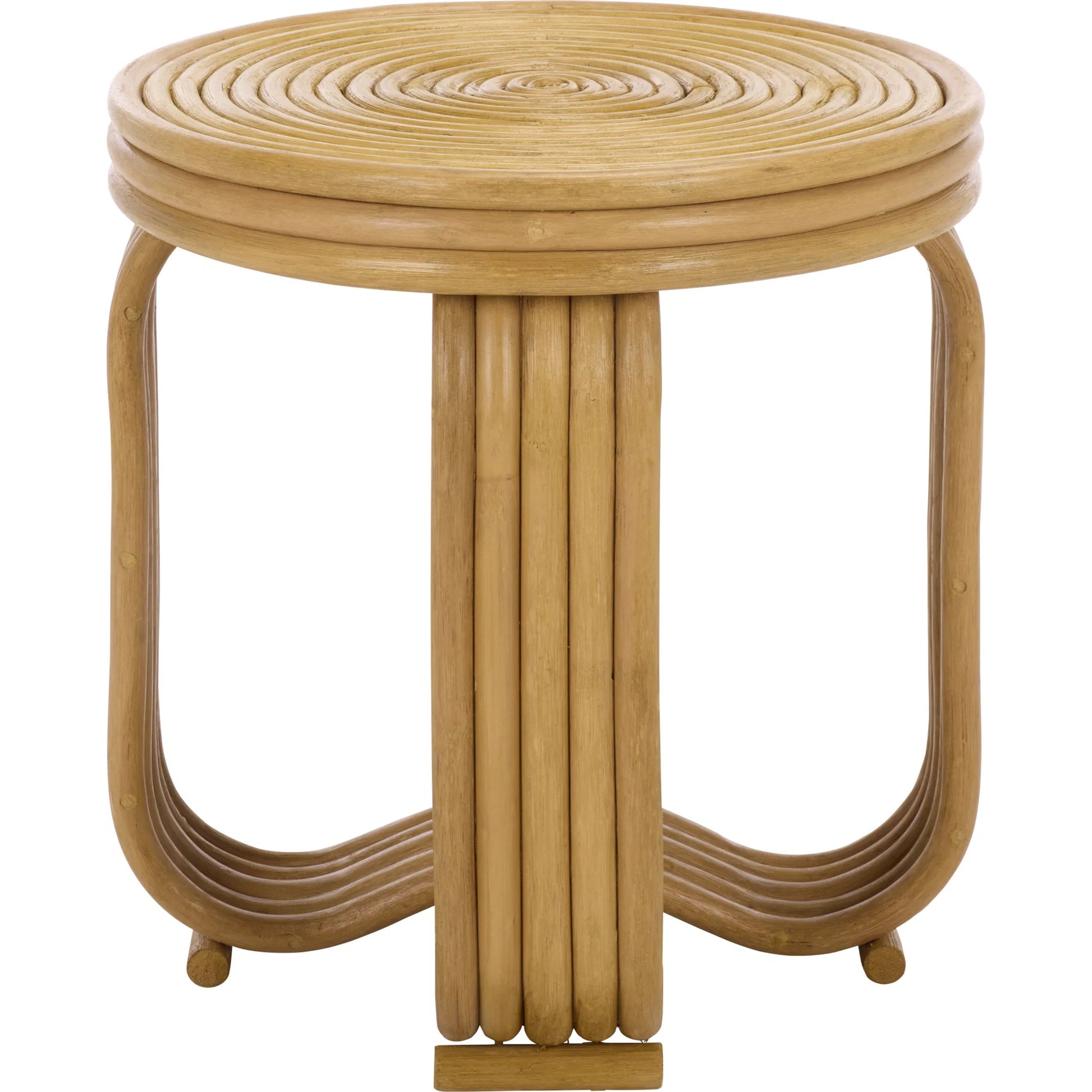 Alma Round Accent Table by HedgeApple Essentials in natural. Made from semisanded rattan in a unique style.